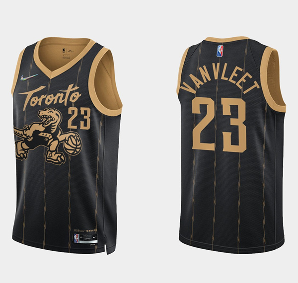 Men's Toronto Raptors #23 Fred Vanvleet 2021/22 City Edition Black 75th Anniversary Swingman Stitched Basketball Jersey